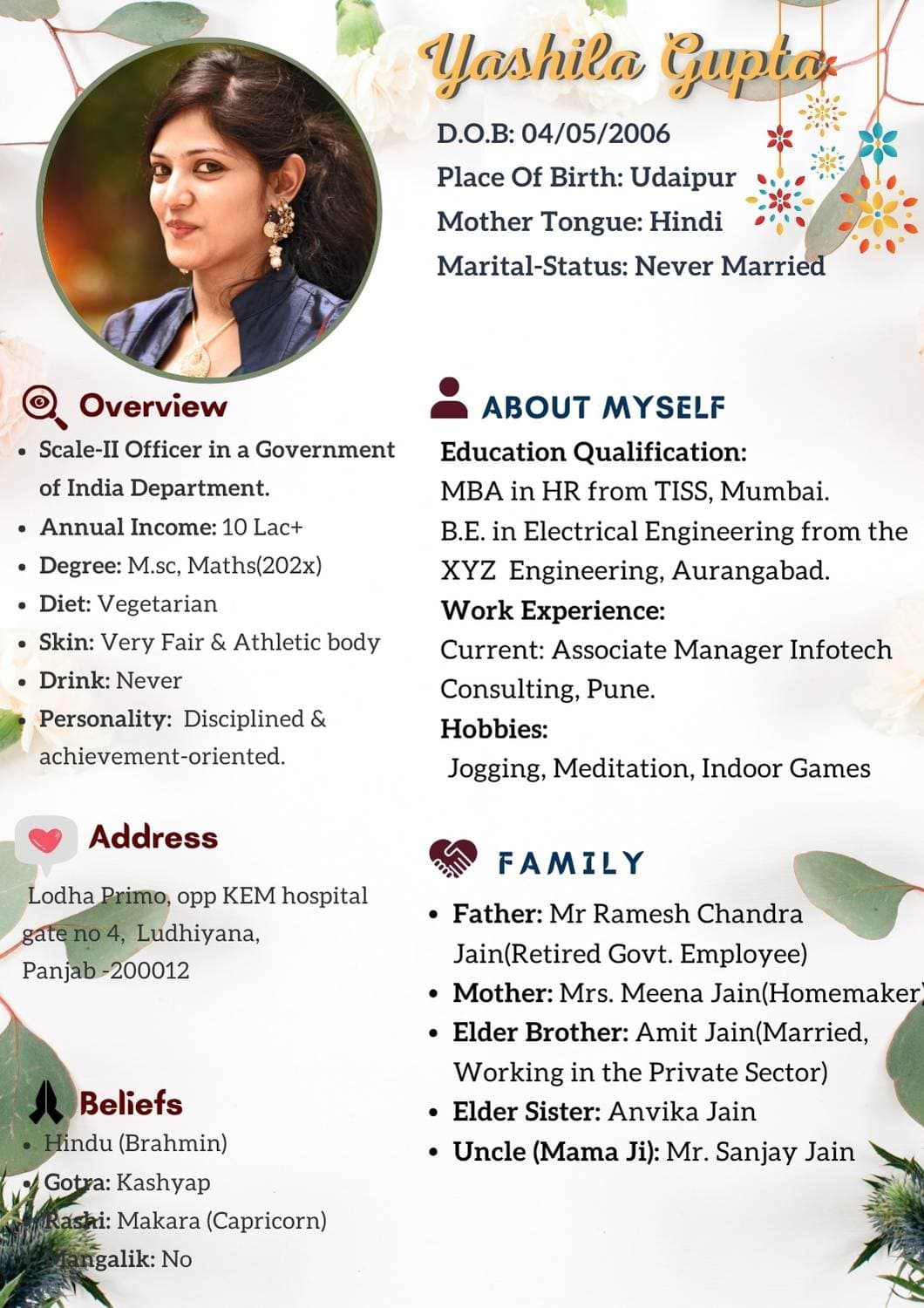 Groom Marriage Biodata for Boy - Smart Blue Professional Design