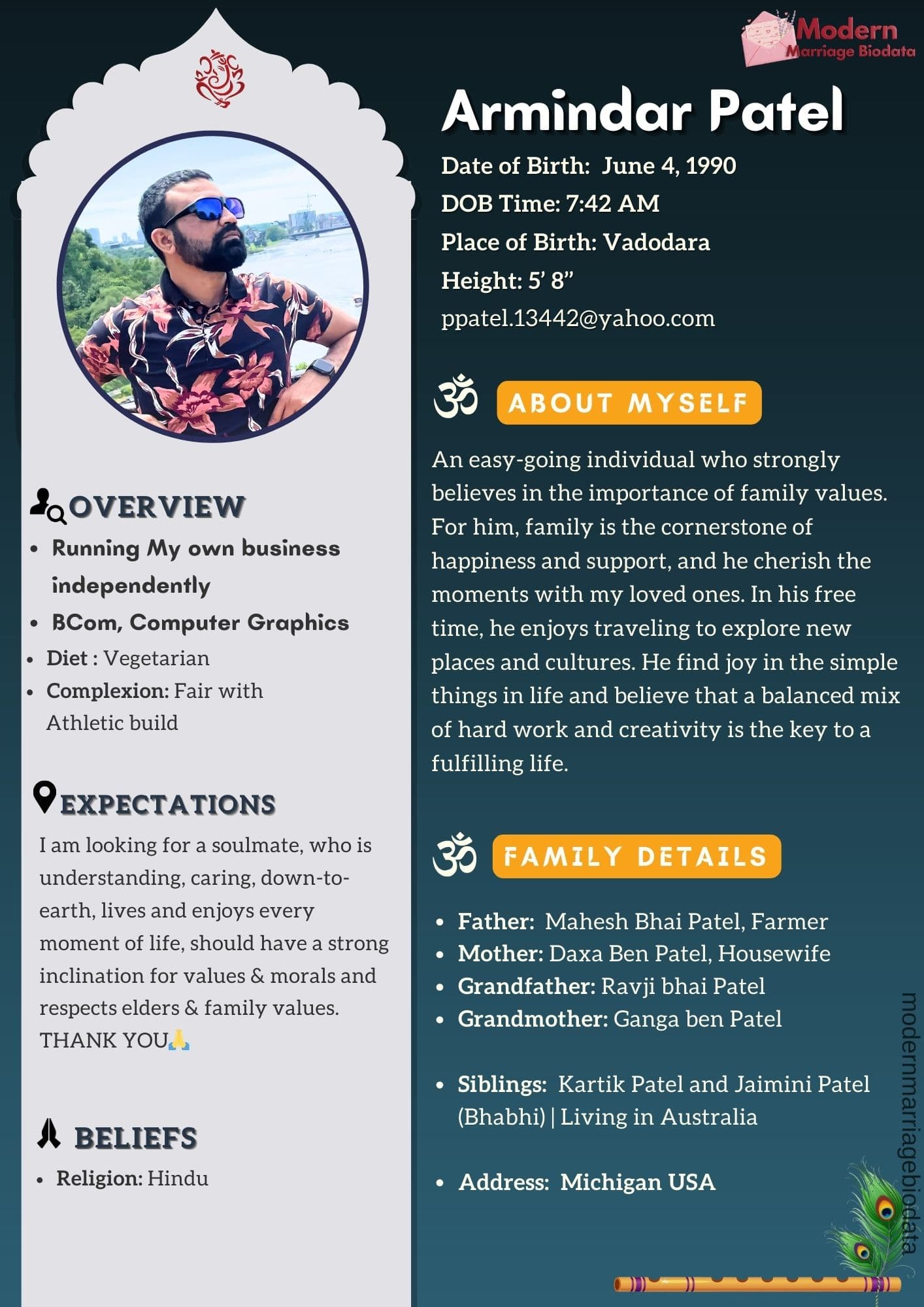 Artistic Watercolor Hindu Marriage Biodata Template