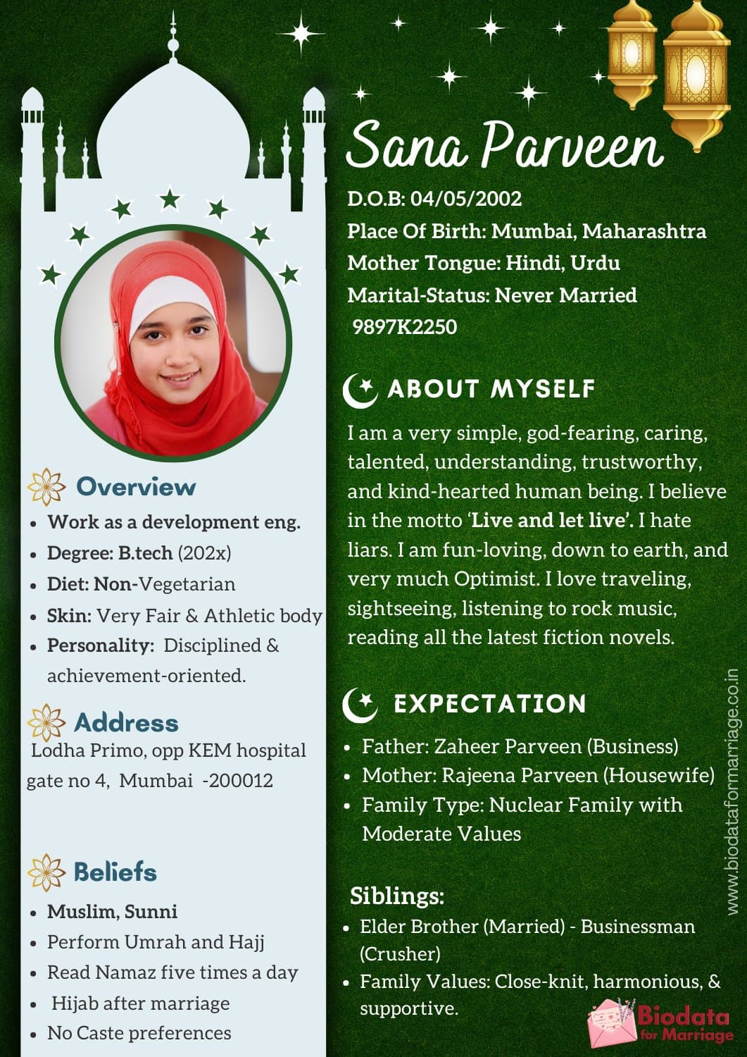 Islamic Premium Marriage Biodata - Royal Gold Arabesque Design